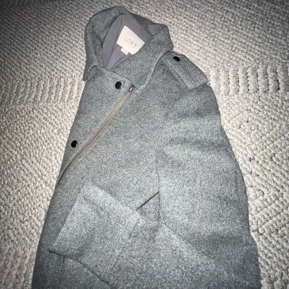 Loft Gray Bomber Moto Jacket - Sz S
